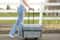 Everything Mary Gray & Pink Abstract 4 Wheel Collapsible Deluxe Sewing Machine Storage Case